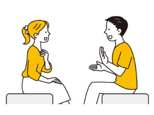 会話をする男女
