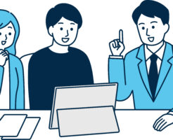 説明する営業マン
