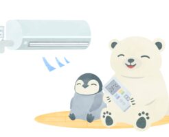 エアコンでくつろぐペンギン