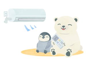 エアコンでくつろぐペンギン