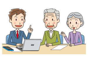 打ち合わせをする営業マン